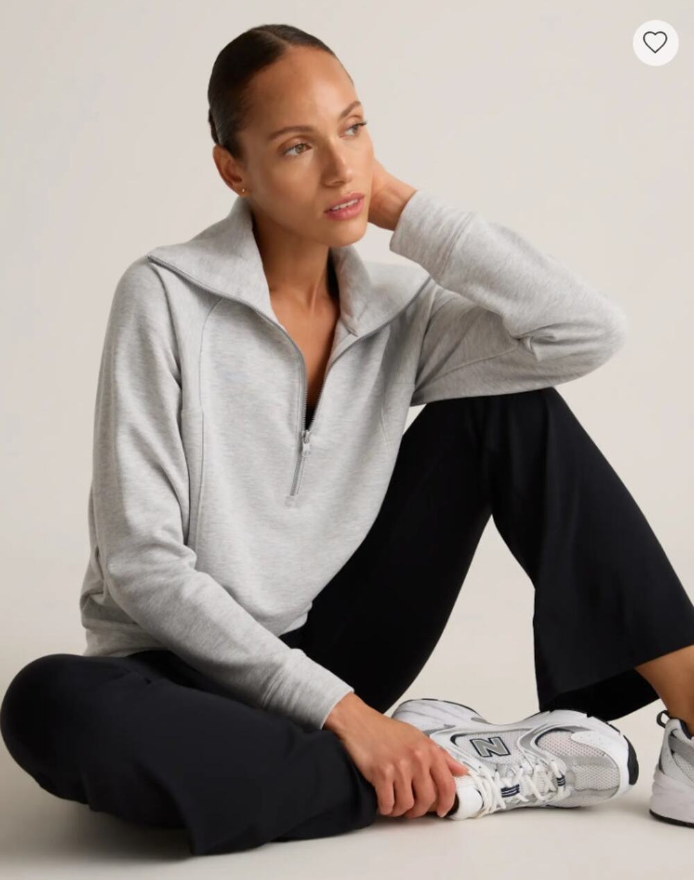Quince SuperSoft Fleece Half Zip Heather Grey Size S Small